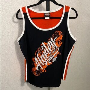 Harley-Davidson Black and Orange Graphic Tank